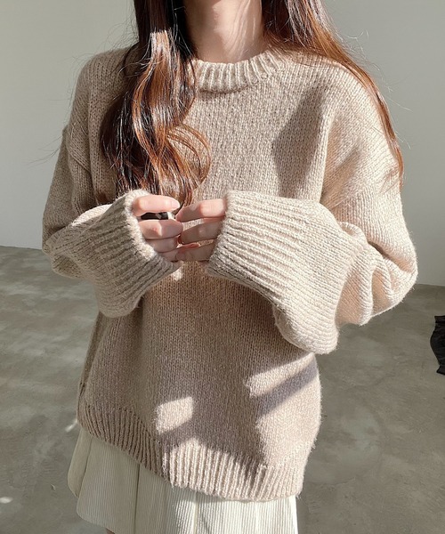 Nana(ナナ)の「ラウンドネックニット(ニット/セーター・レディース・ベージュ/グリーン・FREE)」の8枚目の写真