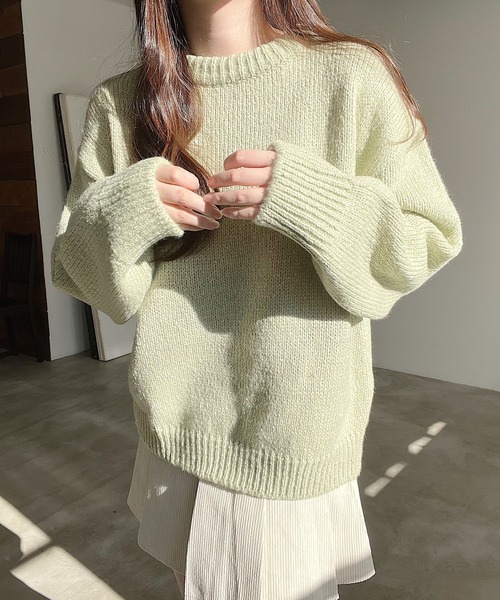 Nana(ナナ)の「ラウンドネックニット(ニット/セーター・レディース・ベージュ/グリーン・FREE)」の3枚目の写真