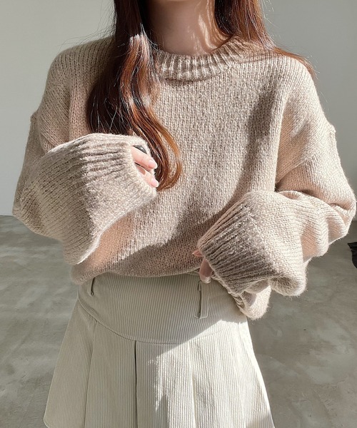 Nana(ナナ)の「ラウンドネックニット(ニット/セーター・レディース・ベージュ/グリーン・FREE)」の10枚目の写真