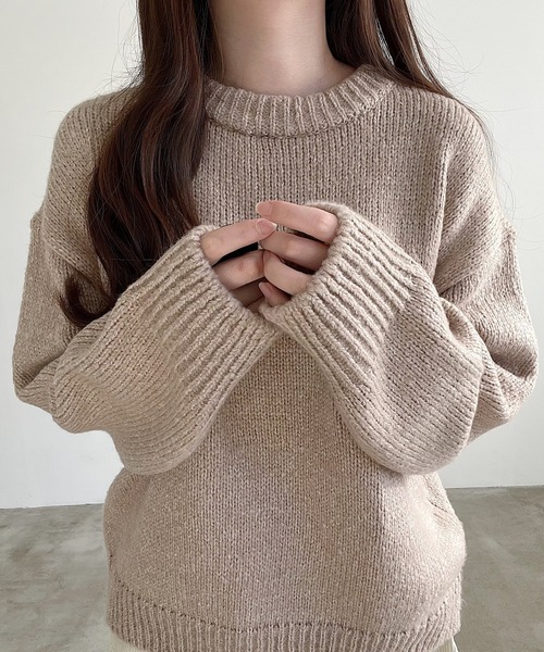 Nana(ナナ)の「ラウンドネックニット(ニット/セーター・レディース・ベージュ/グリーン・FREE)」の12枚目の写真