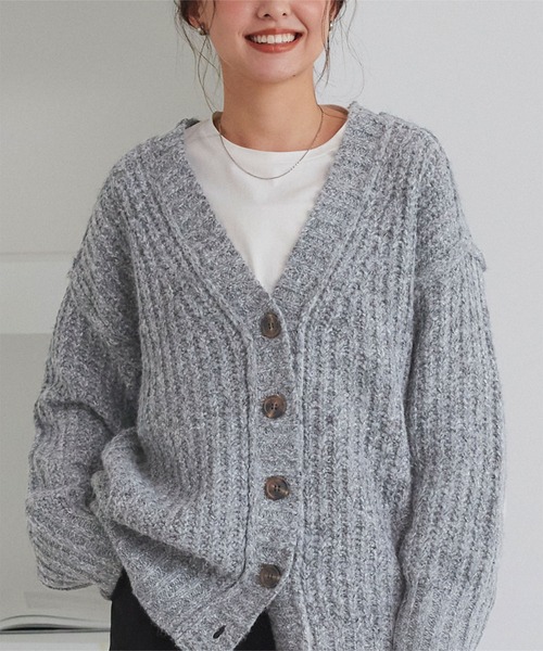 ニットカーデガン 楽天市場】【SALE／50%OFF】リッチライトニットVカーディガン/M