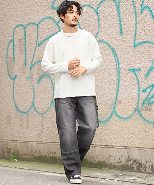 LUXSTYLE(ラグスタイル)の「オーバーダイダブルニーワイドデニムパンツ(デニムパンツ・メンズ・ブラック/ブルー/ブラック系その他・M/L)」の20枚目の写真