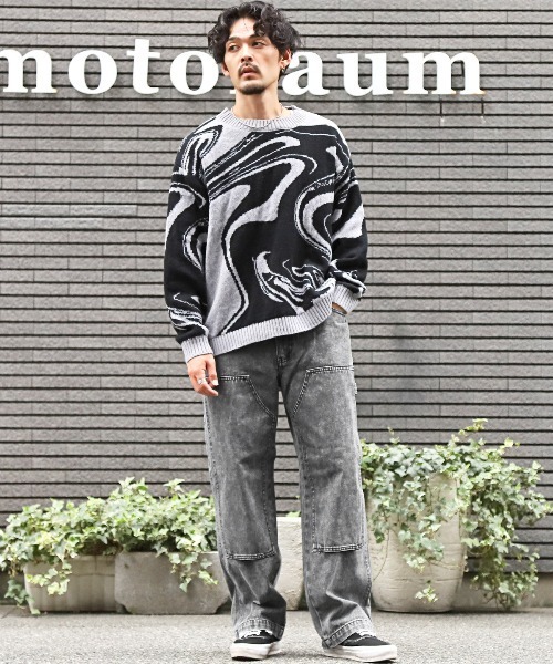 LUXSTYLE(ラグスタイル)の「オーバーダイダブルニーワイドデニムパンツ(デニムパンツ・メンズ・ブラック/ブルー/ブラック系その他・M/L)」の17枚目の写真