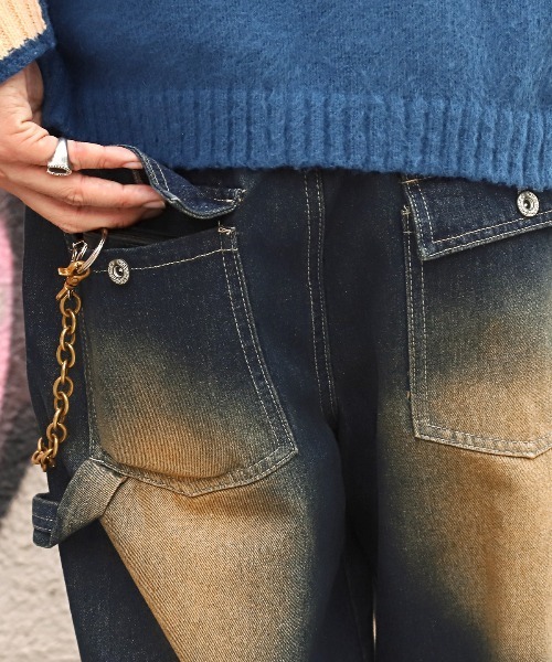 LUXSTYLE(ラグスタイル)の「オーバーダイダブルニーワイドデニムパンツ(デニムパンツ・メンズ・ブラック/ブルー/ブラック系その他・M/L)」の22枚目の写真