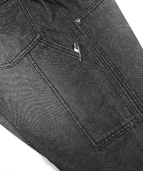 LUXSTYLE(ラグスタイル)の「オーバーダイダブルニーワイドデニムパンツ(デニムパンツ・メンズ・ブラック/ブルー/ブラック系その他・M/L)」の9枚目の写真