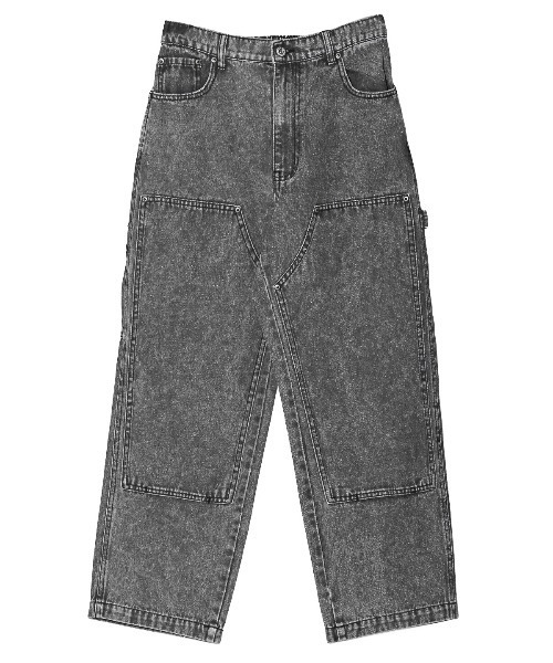 LUXSTYLE(ラグスタイル)の「オーバーダイダブルニーワイドデニムパンツ(デニムパンツ・メンズ・ブラック/ブルー/ブラック系その他・M/L)」の7枚目の写真