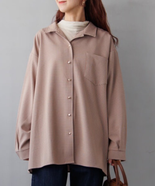 flower（フラワー）の「ハートボタンシャツ（シャツ/ブラウス・レディース・ベージュ/ブラウン・FREE）」の2枚目の写真