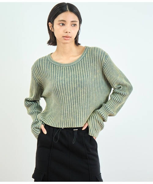 ANAP（アナップ）の「ウォッシュ加工ニットトップス（ニット/セーター・レディース・ブラウン/スミクロ/カーキ・FREE）」の3枚目の写真