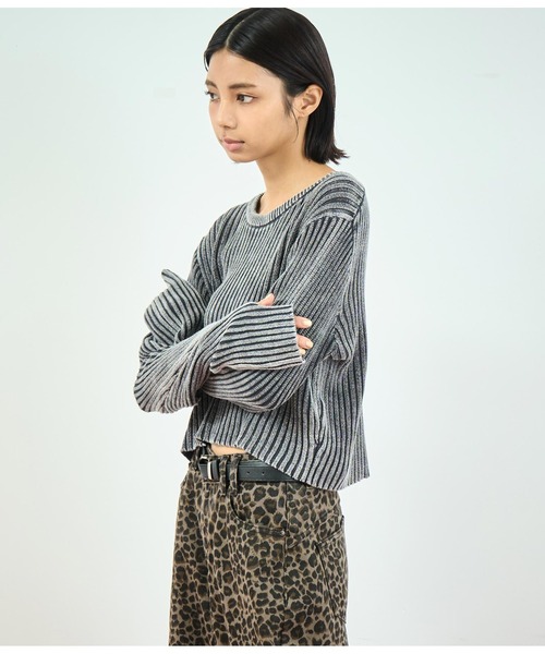 ANAP（アナップ）の「ウォッシュ加工ニットトップス（ニット/セーター・レディース・ブラウン/スミクロ/カーキ・FREE）」の8枚目の写真