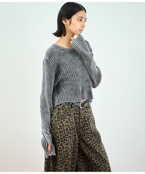 ANAP（アナップ）の「ウォッシュ加工ニットトップス（ニット/セーター・レディース・ブラウン/スミクロ/カーキ・FREE）」の9枚目の写真