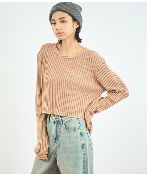 ANAP（アナップ）の「ウォッシュ加工ニットトップス（ニット/セーター・レディース・ブラウン/スミクロ/カーキ・FREE）」の15枚目の写真