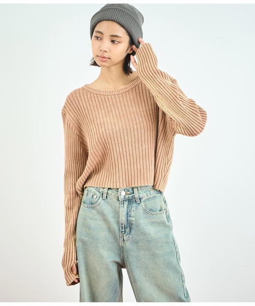 ANAP（アナップ）の「ウォッシュ加工ニットトップス（ニット/セーター・レディース・ブラウン/スミクロ/カーキ・FREE）」の16枚目の写真