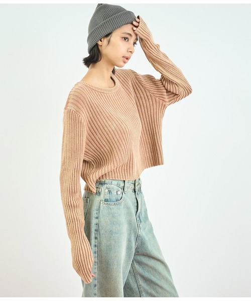 ANAP（アナップ）の「ウォッシュ加工ニットトップス（ニット/セーター・レディース・ブラウン/スミクロ/カーキ・FREE）」の17枚目の写真