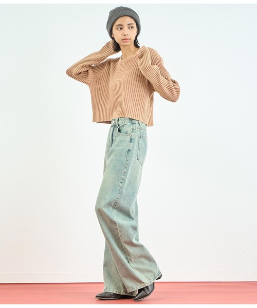 ANAP（アナップ）の「ウォッシュ加工ニットトップス（ニット/セーター・レディース・ブラウン/スミクロ/カーキ・FREE）」の20枚目の写真