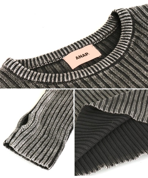 ANAP（アナップ）の「ウォッシュ加工ニットトップス（ニット/セーター・レディース・ブラウン/スミクロ/カーキ・FREE）」の6枚目の写真