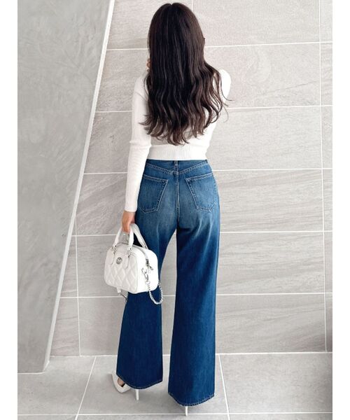 GYDA（ジェイダ）の「Symmetry GYDA MOLDクルーネックニットトップス（ニット/セーター・レディース・ライトグレー/ライトブルー/スカイブルー/ブラック/オフホワイト・FREE）」の22枚目の写真