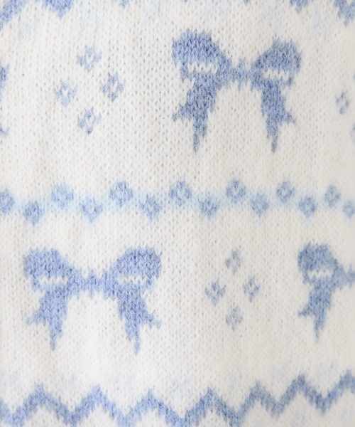 one after another NICE CLAUP(ワンアフターアナザーナイスクラップ)の「リボンジャガードニットチュニック(チュニック・レディース・アイボリー/ネイビー/レッド・FREE)」の8枚目の写真