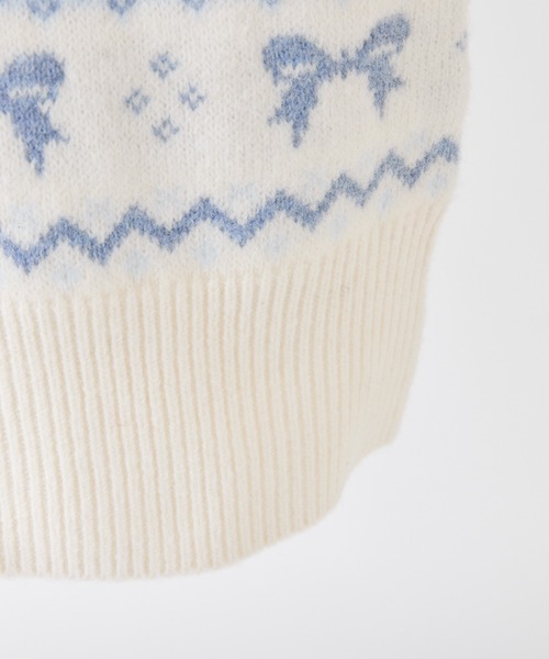 one after another NICE CLAUP(ワンアフターアナザーナイスクラップ)の「リボンジャガードニットチュニック(チュニック・レディース・アイボリー/ネイビー/レッド・FREE)」の10枚目の写真