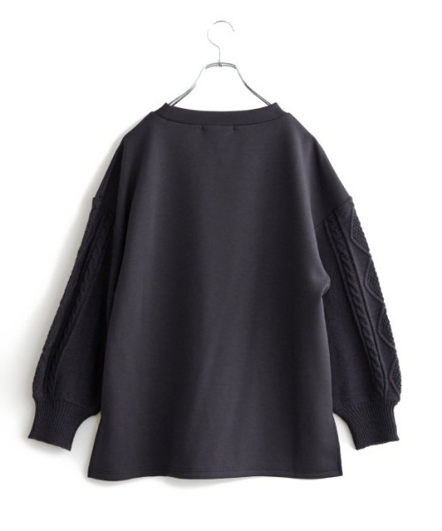 LBC（エルビーシー）の「ポンチケーブルニットスリーブプルオーバー（Tシャツ/カットソー・レディース・チャコールグレー/ブルー系その他/ホワイト・M）」の18枚目の写真