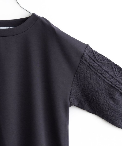LBC（エルビーシー）の「ポンチケーブルニットスリーブプルオーバー（Tシャツ/カットソー・レディース・チャコールグレー/ブルー系その他/ホワイト・M）」の9枚目の写真