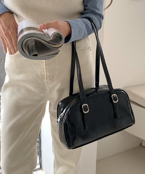 Teem Store(チームストア)の「ロングハンドルスクエアショルダーバッグ(ショルダーバッグ・レディース・ブラック/アイボリー・M)」の16枚目の写真