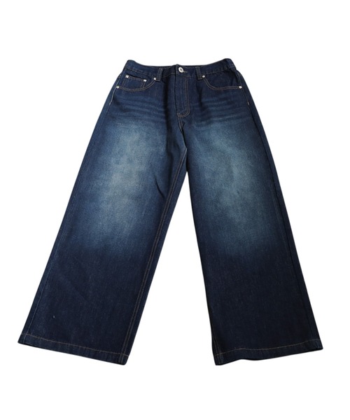チェック柄　ブルーグラデーション　デニム HIGH WAIST SLIT DENIM SK /ハイウエストスリットデニムスカート