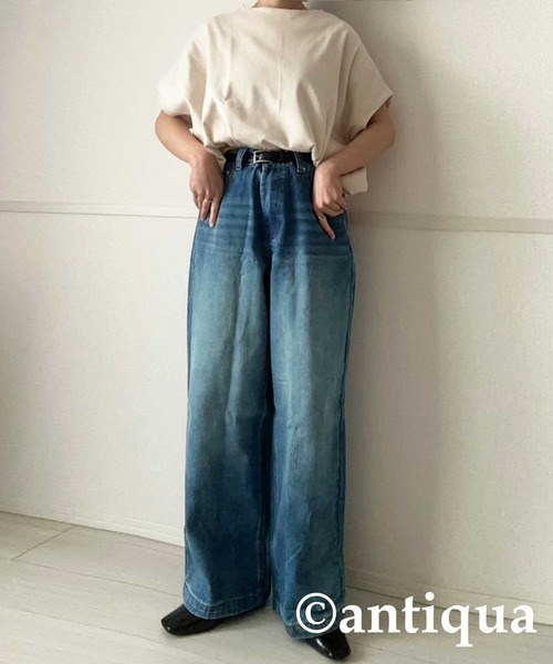antiqua(アンティカ)の「バックアシメグラデーションデニム(デニムパンツ・レディース・ブラック/ブルー系その他/インディゴブルー・L/M)」の6枚目の写真