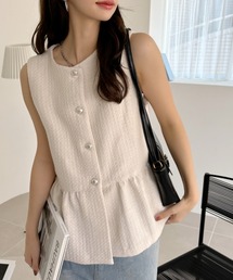 ペプラム」に該当するベスト（ホワイト/白色系）ファッション通販