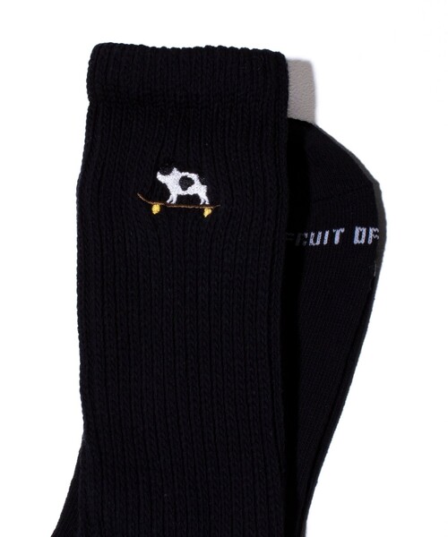 GLOSTER（グロスター）の「別注【FRUIT OF THE LOOM×フレンチブルドッグ】ワンポイント刺繍ソックス（ソックス/靴下・メンズ・ブラック/ホワイト・FREE）」の2枚目の写真