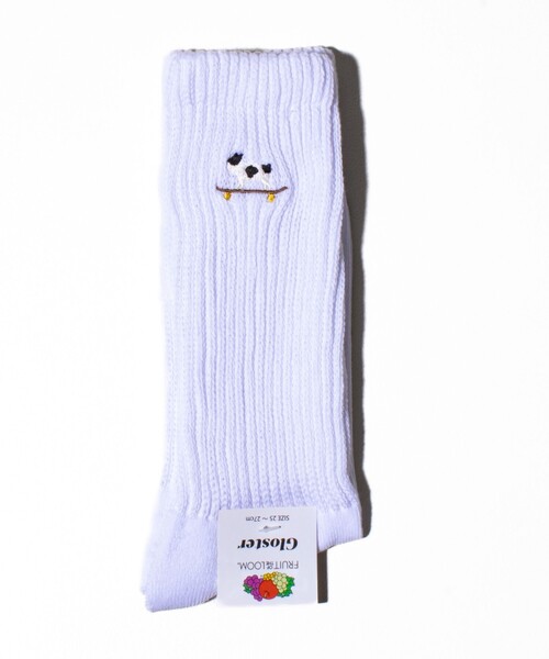 GLOSTER（グロスター）の「別注【FRUIT OF THE LOOM×フレンチブルドッグ】ワンポイント刺繍ソックス（ソックス/靴下・メンズ・ブラック/ホワイト・FREE）」の8枚目の写真