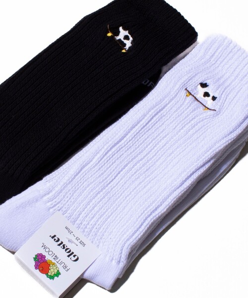 GLOSTER（グロスター）の「別注【FRUIT OF THE LOOM×フレンチブルドッグ】ワンポイント刺繍ソックス（ソックス/靴下・メンズ・ブラック/ホワイト・FREE）」の7枚目の写真