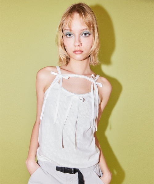 Candy Stripper（キャンディストリッパー）の「BABY RIBBON キャミソール（キャミソール・レディース・ブラック/ピンク/ミント/オフホワイト・FREE）」の5枚目の写真