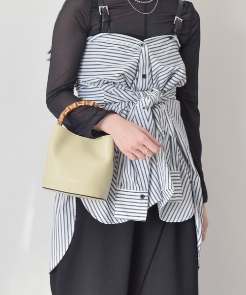 LORISTELLA(ロリステッラ)の「【LORISTELLA】バンブーハンドルレザーバケットバッグ(Q56509)(ハンドバッグ・レディース・ライトグリーン・ALL)」の4枚目の写真
