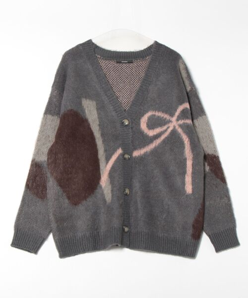 EMODA(エモダ)の「OVER LOOSE JACQUARD CARDIGAN(カーディガン/ボレロ・レディース・アイボリー/グレー/ネイビー/ブラック・FREE)」の3枚目の写真