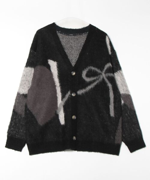 EMODA(エモダ)の「OVER LOOSE JACQUARD CARDIGAN(カーディガン/ボレロ・レディース・アイボリー/グレー/ネイビー/ブラック・FREE)」の1枚目の写真