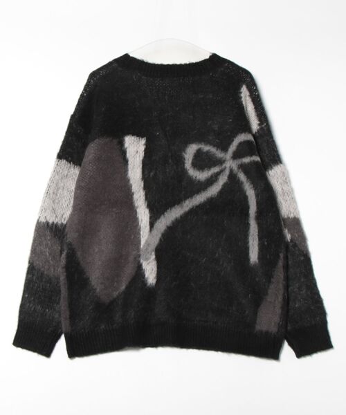 EMODA(エモダ)の「OVER LOOSE JACQUARD CARDIGAN(カーディガン/ボレロ・レディース・アイボリー/グレー/ネイビー/ブラック・FREE)」の5枚目の写真