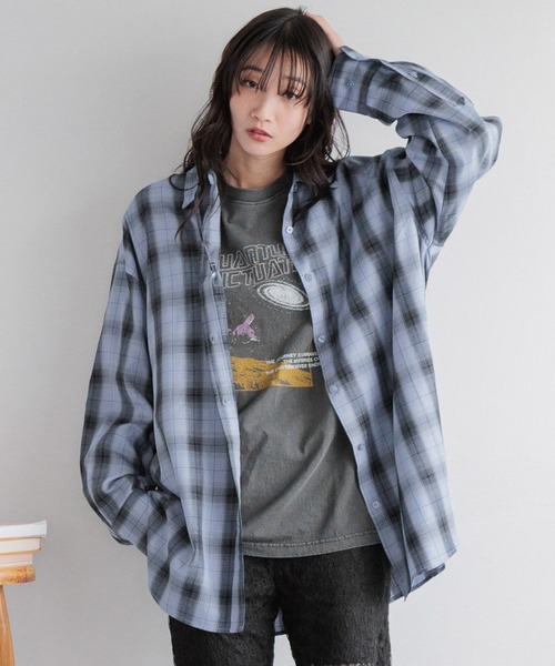 LOWRYS FARM - オンブレチェックシャツ　ローリーズファーム LOWRYS FARM ブラウス シャツ オンブレチェックシャツ 289026