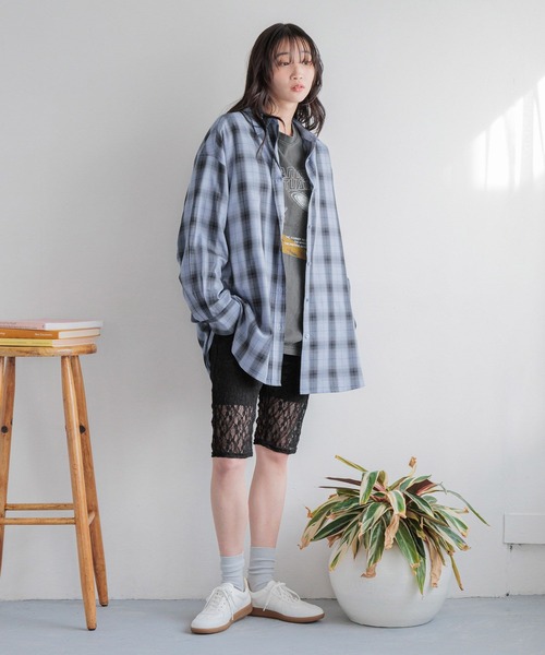 LOWRYS FARM（ローリーズファーム）の「オンブレチェックシャツ 289026（シャツ/ブラウス・レディース・ブルー/グリーン・SHORT/LONG）」の9枚目の写真