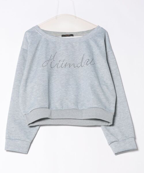Ritzy(リッツィー)の「ショート丈 ロゴプリント オフショルダートップス(Tシャツ/カットソー・レディース・グレー・L/M)」の2枚目の写真