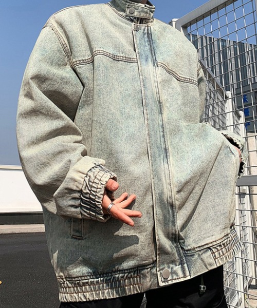 link lot(リンクロット)の「ヴィンテージライク スタンドデニムジャケット(デニムジャケット・メンズ・ブルー/ブラック・M/L)」の7枚目の写真