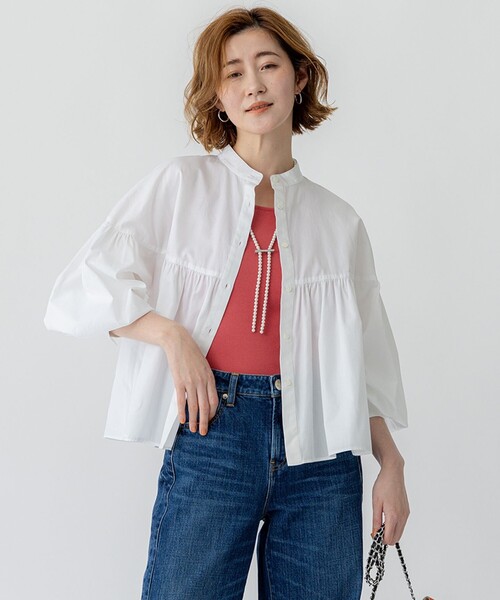 セール】【洗える】CANCLINI ギャザー フレア ブラウス（シャツ