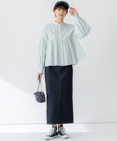 セール】【洗える】CANCLINI ギャザー フレア ブラウス（シャツ