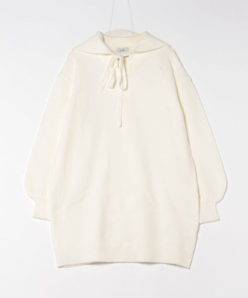 hugi(ハギ)の「SAILOR KNIT DRESS/セーラーニットワンピース(ワンピース・レディース・ホワイト/グレー・FREE)」の3枚目の写真