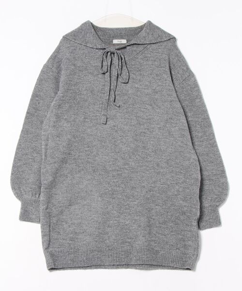 hugi(ハギ)の「SAILOR KNIT DRESS/セーラーニットワンピース(ワンピース・レディース・ホワイト/グレー・FREE)」の4枚目の写真
