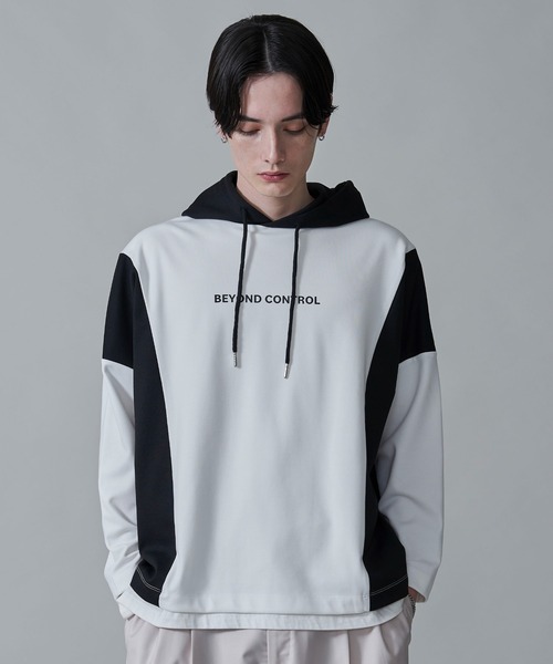 BROWNY(ブラウニー)の「BROWNY/ドルマンポンチフードロンT(Tシャツ/カットソー・メンズ・ブルー/ホワイト・MEDIUM/LARGE)」の1枚目の写真