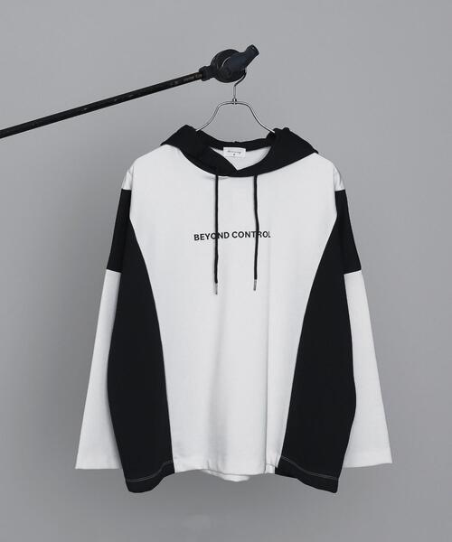 BROWNY(ブラウニー)の「BROWNY/ドルマンポンチフードロンT(Tシャツ/カットソー・メンズ・ブルー/ホワイト・MEDIUM/LARGE)」の3枚目の写真