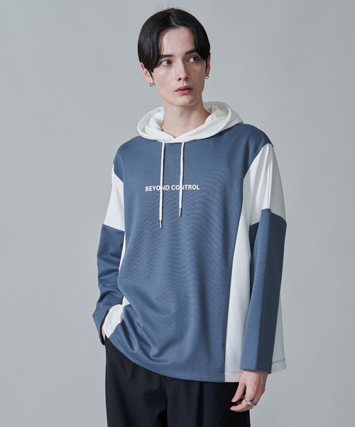 BROWNY(ブラウニー)の「BROWNY/ドルマンポンチフードロンT(Tシャツ/カットソー・メンズ・ブルー/ホワイト・MEDIUM/LARGE)」の10枚目の写真