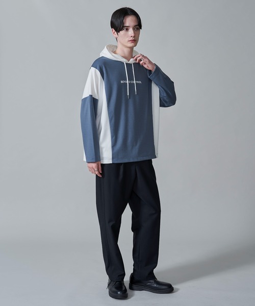 BROWNY(ブラウニー)の「BROWNY/ドルマンポンチフードロンT(Tシャツ/カットソー・メンズ・ブルー/ホワイト・MEDIUM/LARGE)」の12枚目の写真