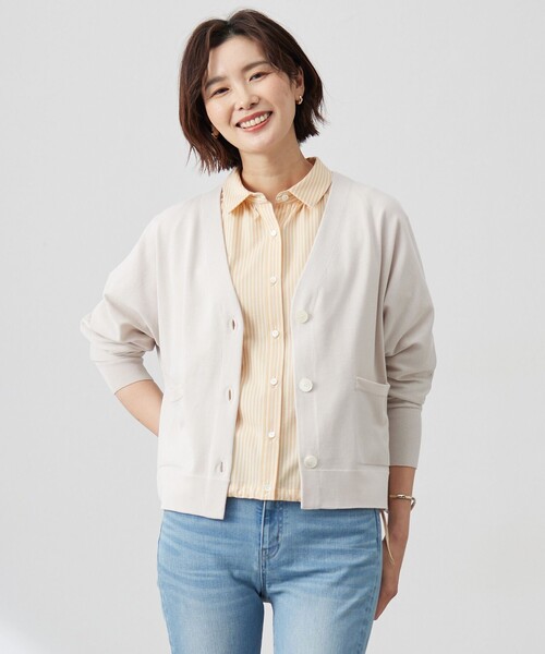 J.PRESS(ジェイプレス)の「【洗える】Cotton Acetate ドルマンスリーブ カーディガン(カーディガン/ボレロ・レディース・ベージュ系/ライトグリーン系/ネイビー系/ホワイト系・T13/T15)」の1枚目の写真