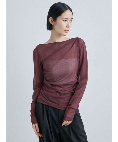 セール】アシンメトリーギャザーTOPS（Tシャツ/カットソー